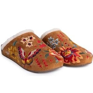 Johnny Was Multicolor Embroidered Mules